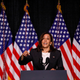 US Vice President Kamala Harris gestures as she delivers remarks during the Blue Palmetto Dinner at the Columbia Metropolitan Convention Center in downtown Columbia, South Carolina, on June 10, 2022.